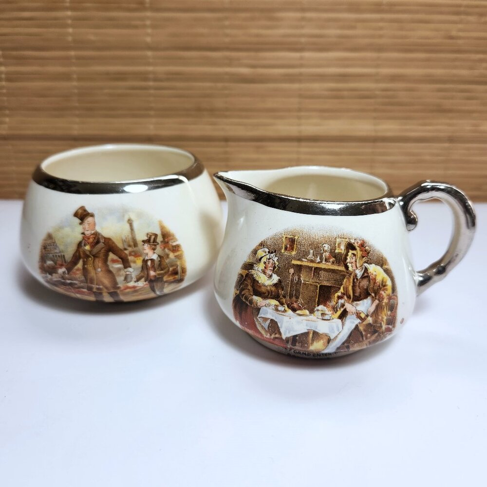 Lancaster Sandland Dickens Cream & Sugar Set England Silver Lustre Vintage
